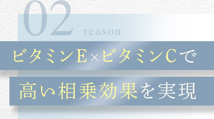 02 reason ビタミンE×ビタミンCで高い相乗効果を実現